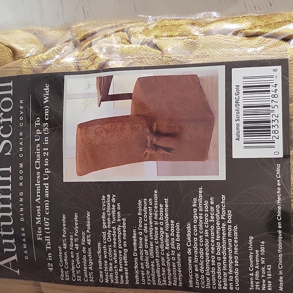 2 dinning room chair covers autumn scroll d mask gold - Picture 2 of 5